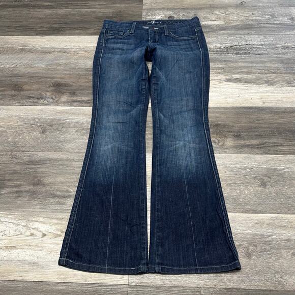 Vintage Y2K 7 For All Mankind Blue Women 27 Rhinestone A Pocket Flared Jeans - Picture 3 of 14